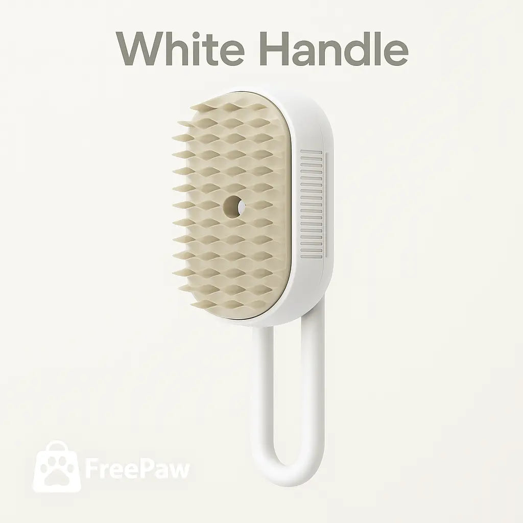 FreePaw white handle grooming brush for pets with soft bristles and portable design