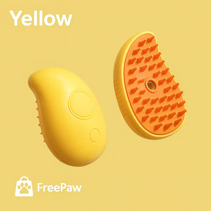 FreePaw Handle yellow pet grooming brush with durable bristles for cats and dogs