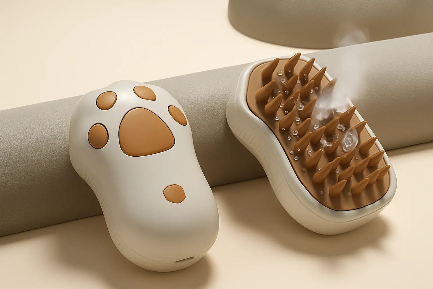 FreePaw Paw-shaped coffee color pet grooming brush with soft bristles for cats and dogs