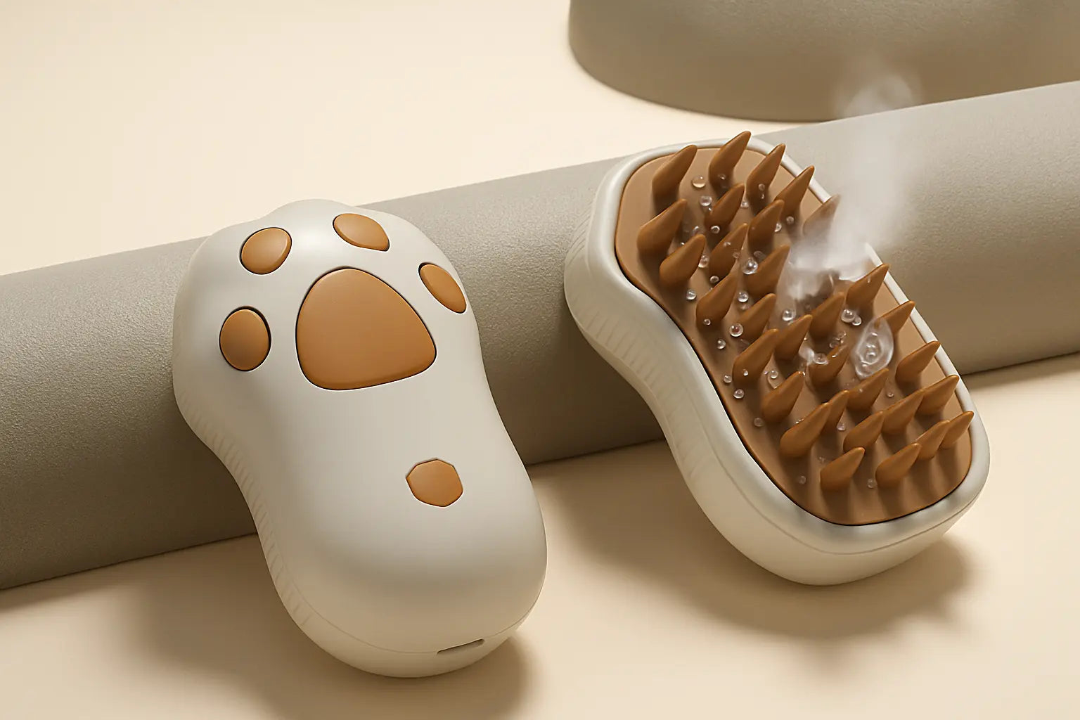 FreePaw Paw-shaped coffee color pet grooming brush with soft bristles for cats and dogs