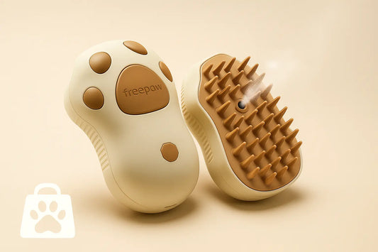 FreePaw Paw-shaped coffee color pet grooming brush with soft bristles for cats and dogs