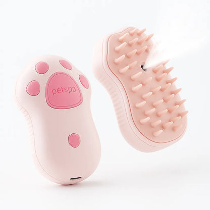 FreePaw Paw-shaped pink color pet grooming brush with gentle bristles for easy grooming